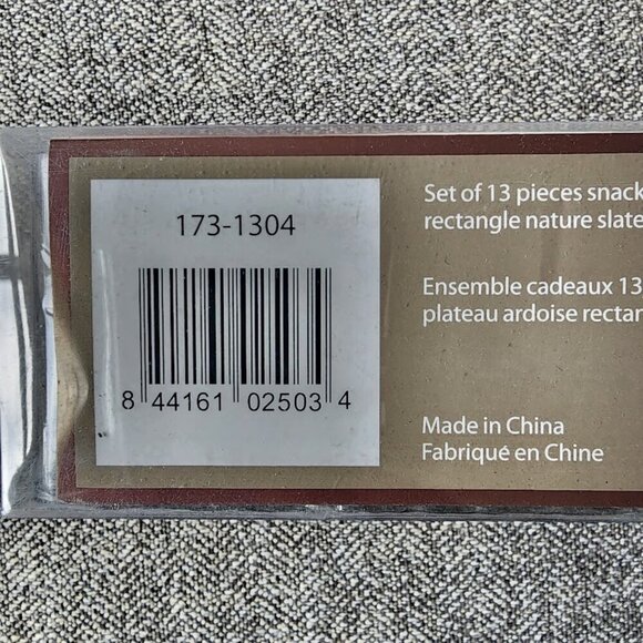 13 Piece Porcelain Snack Set with Rectangle Nature Slate Tray - Picture 8 of 9